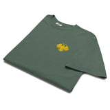 Green t-shirt with a yellow eagle logo on a white background