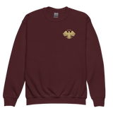 Maroon sweatshirt with a gold eagle emblem on a white background